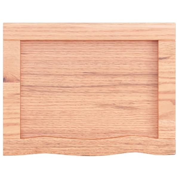 bordplade til badeværelse 40x30x(2-6) cm massivt træ lysebrun