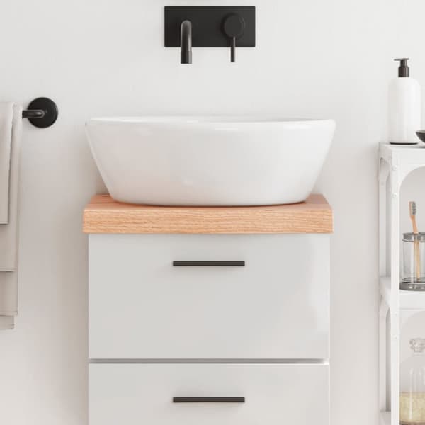 bordplade til badeværelse 40x30x(2-6) cm massivt træ lysebrun