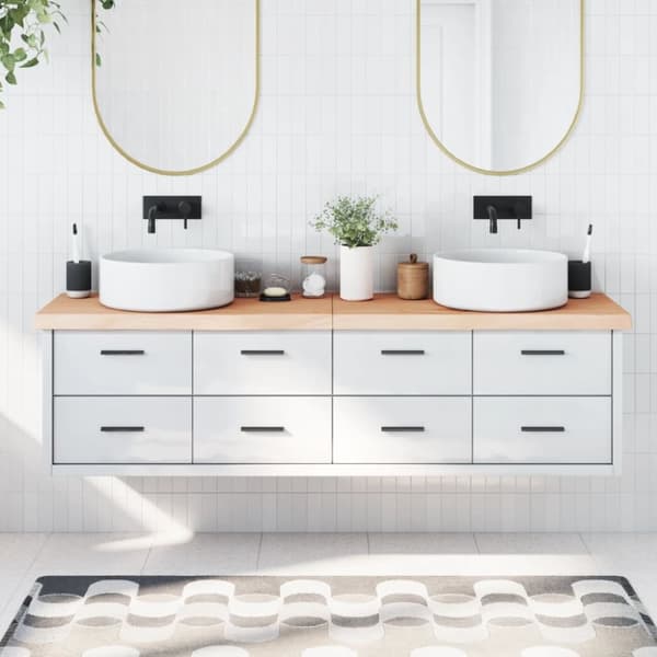 bordplade til badeværelse 180x50x(2-6)cm massivt træ ubehandlet