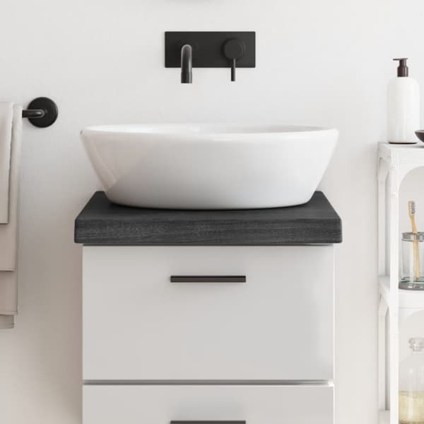 bordplade til badeværelse 40x60x(2-6) cm massivt træ mørkebrun