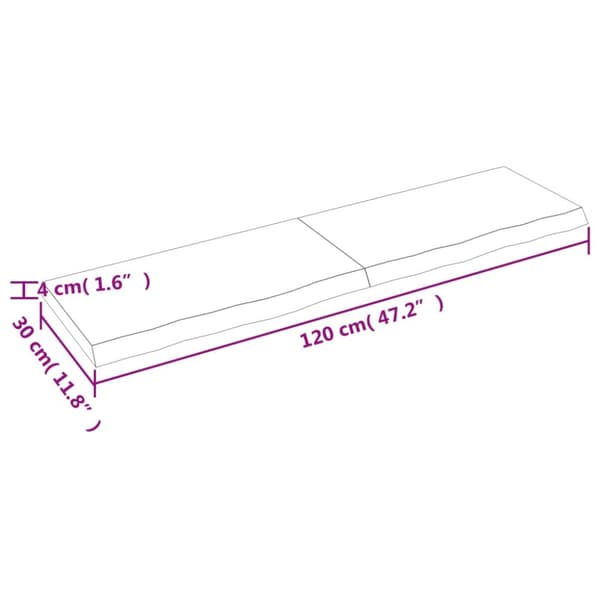 Bänkskiva badrum mörkbrun 120x30x(2-4) cm behandlat massivt trä