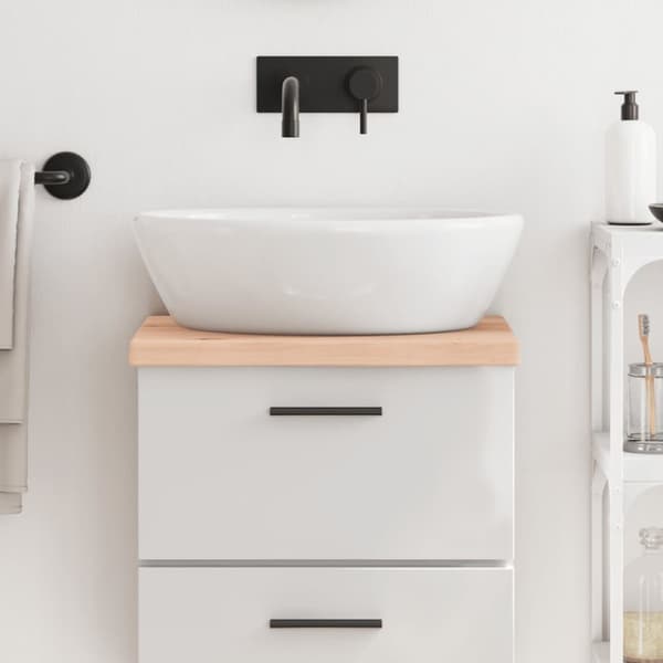 bordplade til badeværelse 40x40x(2-4) cm massivt træ ubehandlet