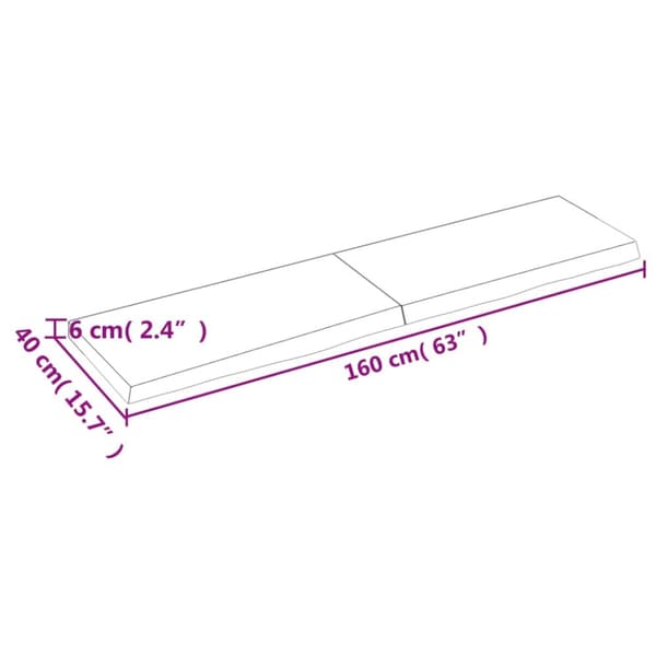 bordplade til badeværelse 160x40x(2-6) cm massivt træ mørkebrun