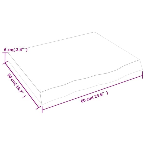 Bänkskiva badrum ljusbrun 60x50x(2-6) cm behandlat massivt trä