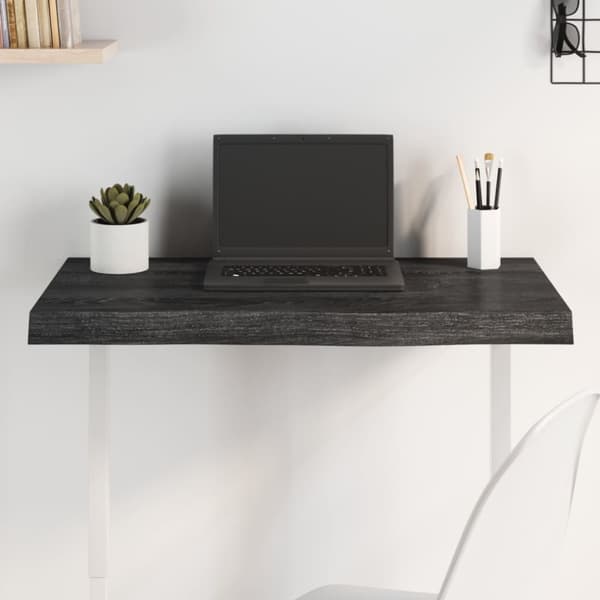 Pöytälevy tummanruskea 80x40x(2-6) cm käsitelty täystammi
