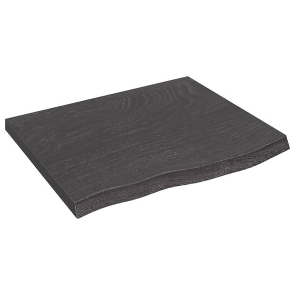 bordplade 60x50x(2-4) cm behandlet massivt egetræ mørkebrun