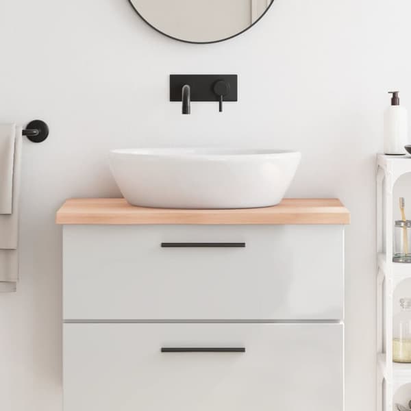 Bänkskiva för badrum 80x50x(2-4) cm obehandlat massivt trä