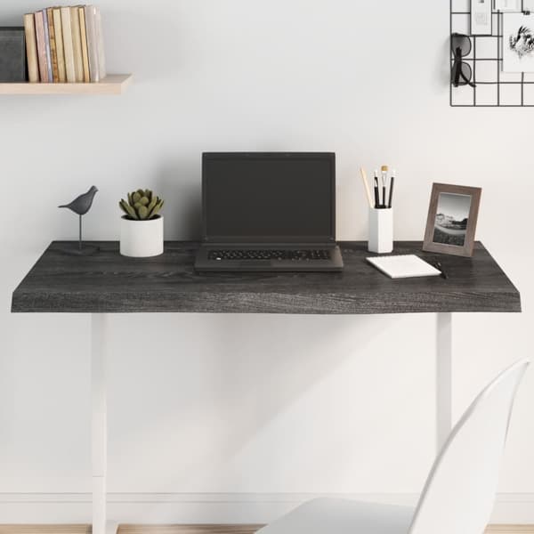 Pöytälevy tummanruskea 100x60x(2-4) cm käsitelty täystammi