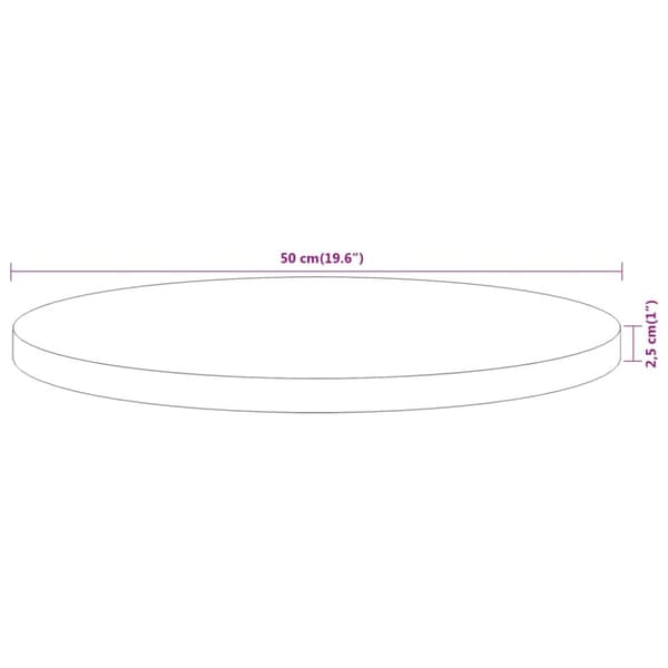 bordplade Ø50x2,5 cm rund massivt akacietræ