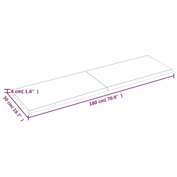 bordplade til badeværelse 180x50x(2-4) cm massivt træ lysebrun