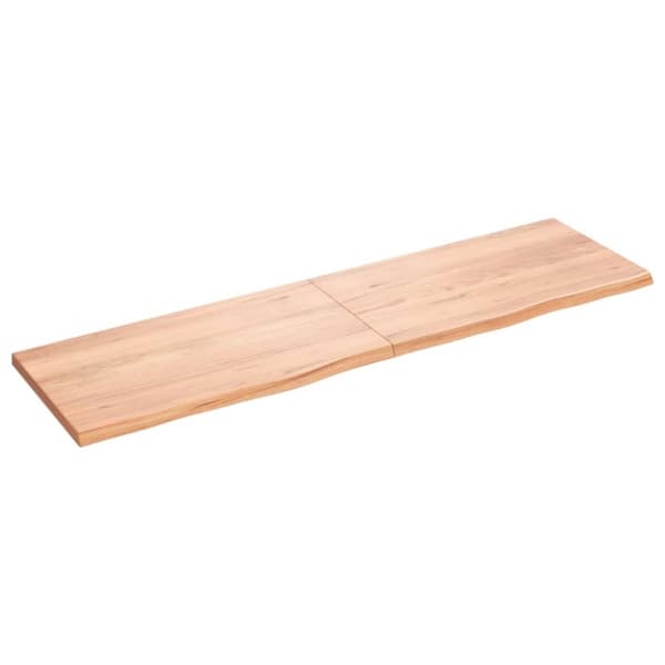 bordplade til badeværelse 180x50x(2-4) cm massivt træ lysebrun