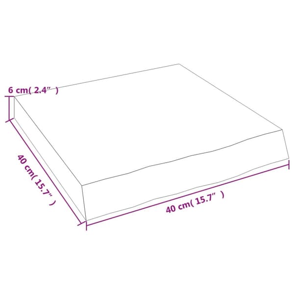 Bänkskiva badrum mörkbrun 40x40x(2-6) cm behandlat massivt trä