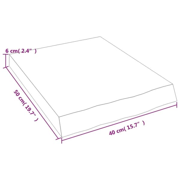 bordplade til badeværelse 40x50x(2-6) cm massivt træ lysebrun