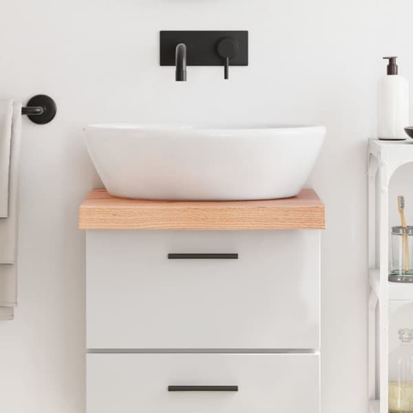 bordplade til badeværelse 40x50x(2-6) cm massivt træ lysebrun