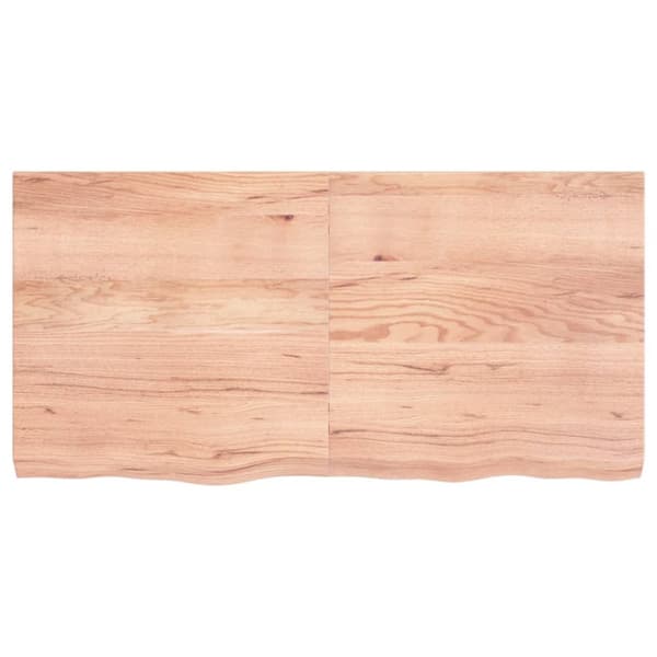 bordplade til badeværelse 120x60x(2-6) cm massivt træ lysebrun