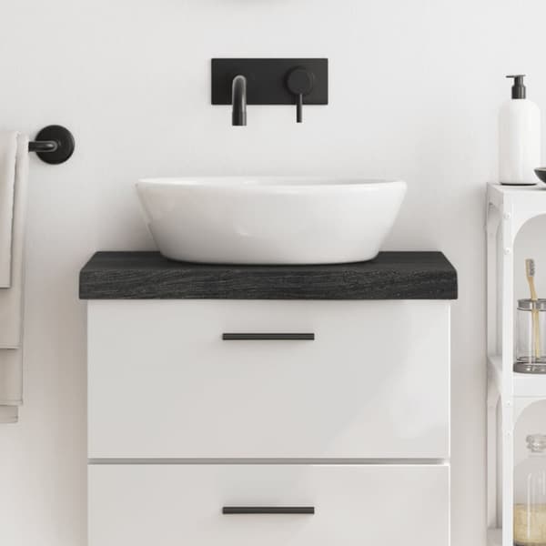 Bänkskiva badrum mörkbrun 60x30x(2-6) cm behandlat massivt trä