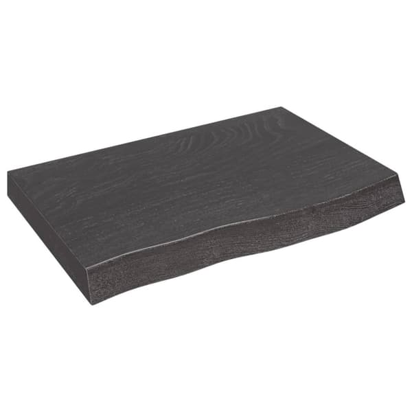 bordplade til badeværelse 60x40x(2-6) cm massivt træ mørkebrun