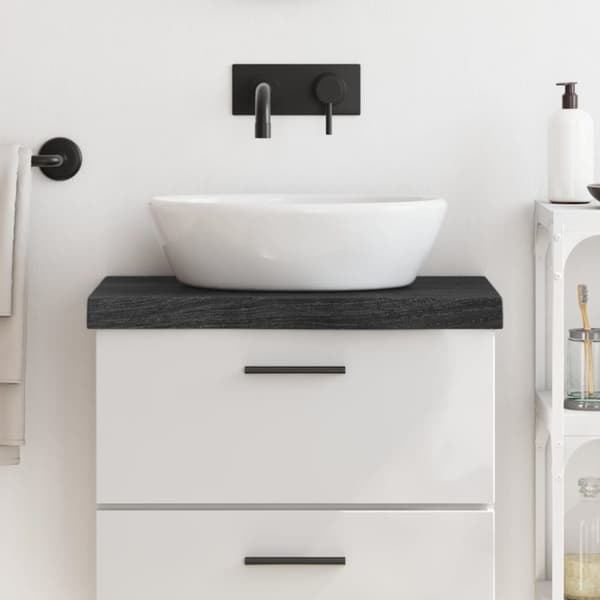 bordplade til badeværelse 60x40x(2-6) cm massivt træ mørkebrun