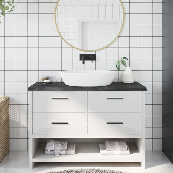 bordplade til badeværelse 120x50x(2-4) cm massivt træ mørkebrun