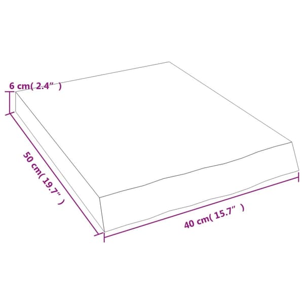 Bänkskiva för badrum 40x50x(2-6) cm obehandlat massivt trä