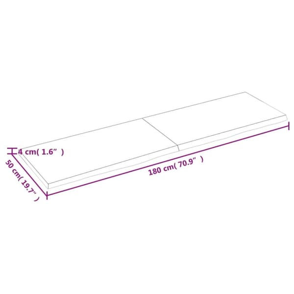 bordplade til badeværelse 180x50x(2-4) cm massivt træ mørkebrun