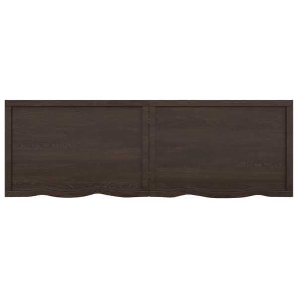 bordplade 180x60x(2-6) cm behandlet massivt egetræ mørkebrun