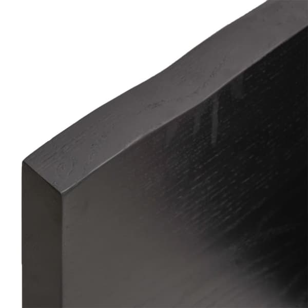 bordplade til badeværelse 220x50x(2-4) cm massivt træ mørkebrun