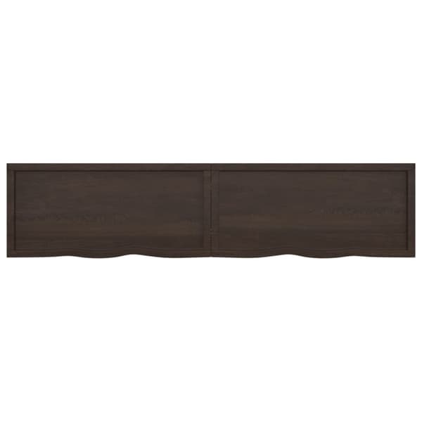 bordplade til badeværelse 220x50x(2-4) cm massivt træ mørkebrun