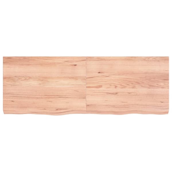 bordplade til badeværelse 140x50x(2-6) cm massivt træ lysebrun