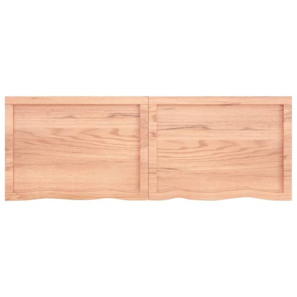 bordplade til badeværelse 140x50x(2-6) cm massivt træ lysebrun
