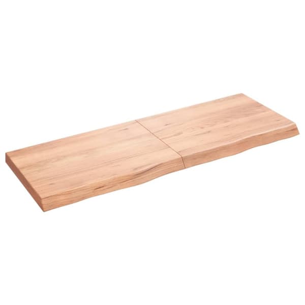 bordplade til badeværelse 140x50x(2-6) cm massivt træ lysebrun