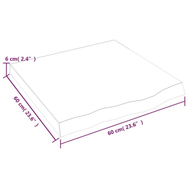 bordplade 60x60x(2-6) cm ubehandlet massivt egetræ