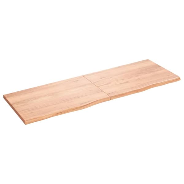 bordplade 180x60x(2-4) cm behandlet massivt egetræ lysebrun