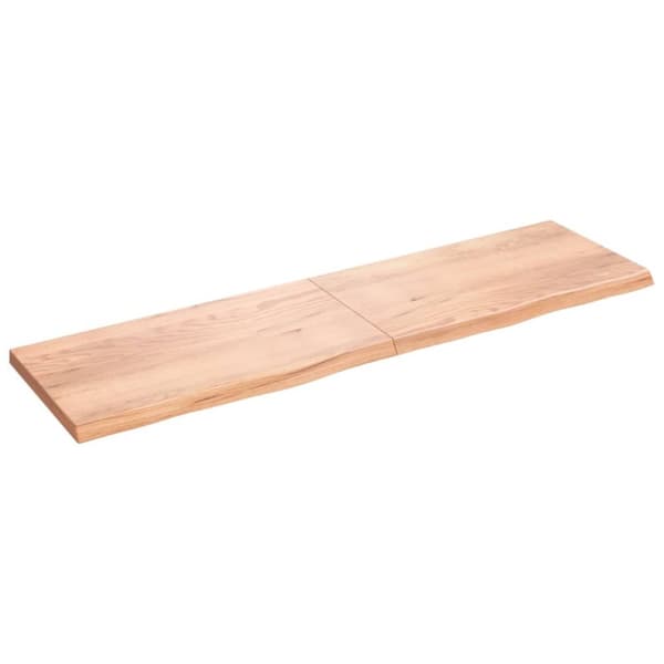 Bänkskiva badrum ljusbrun 220x60x(2-6) cm behandlat massivt trä