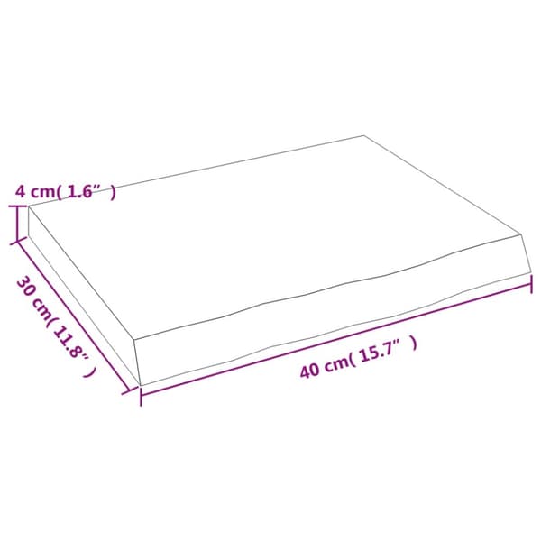 Bänkskiva badrum mörkbrun 40x30x(2-4) cm behandlat massivt trä