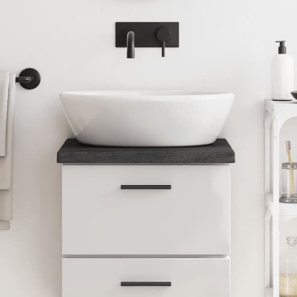 Bänkskiva badrum mörkbrun 40x30x(2-4) cm behandlat massivt trä