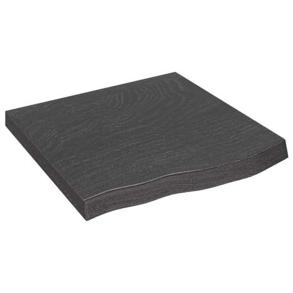 bordplade 60x60x(2-6) cm behandlet massivt egetræ mørkebrun