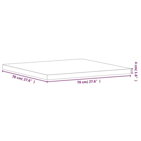 Bordsskiva 70x70x4 cm fyrkantig massivt bokträ
