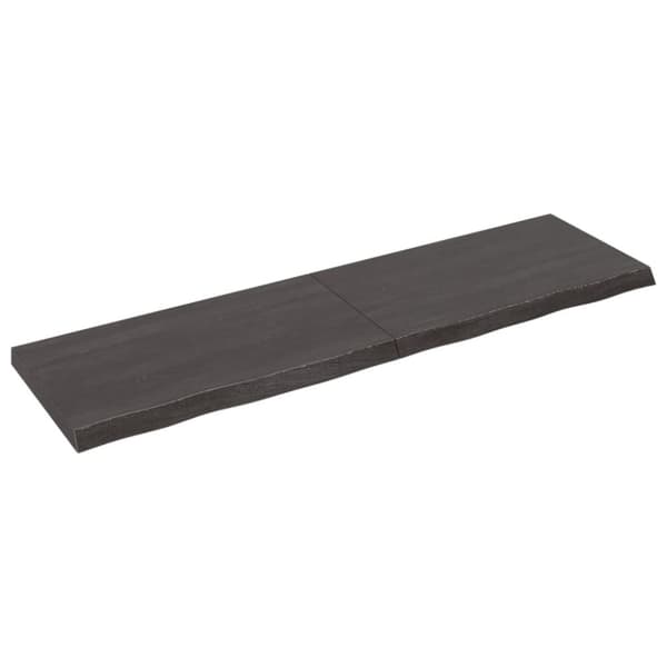bordplade 180x50x(2-6) cm behandlet massivt egetræ mørkebrun