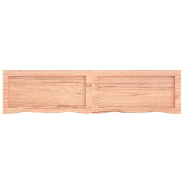 bordplade til badeværelse 120x30x(2-6) cm massivt træ lysebrun