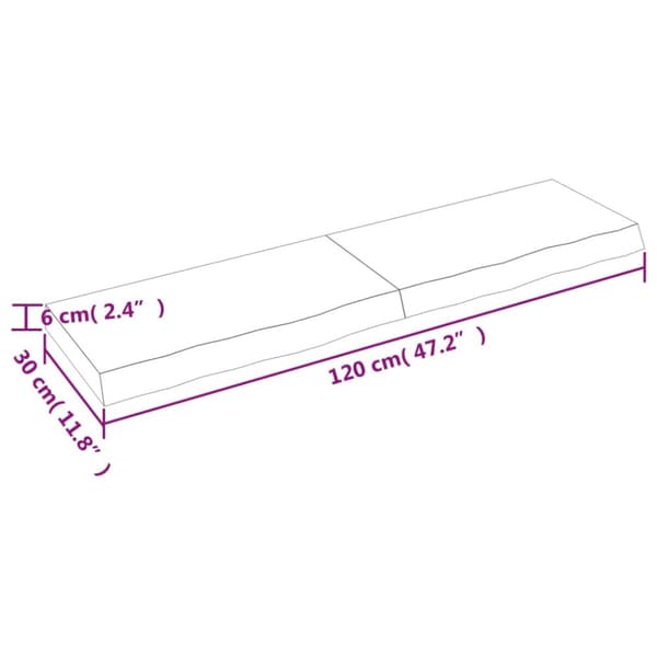 bordplade til badeværelse 120x30x(2-6) cm massivt træ lysebrun
