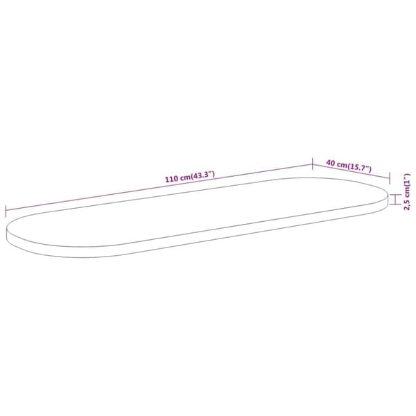 Bordsskiva 110x40x2,5 cm oval massivt akaciaträ
