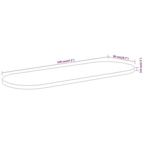 bordplade 120x50x3,8 cm oval massivt akacietræ