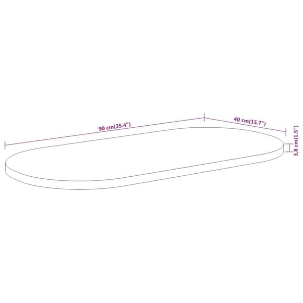 bordplade 90x40x3,8 cm oval massivt akacietræ