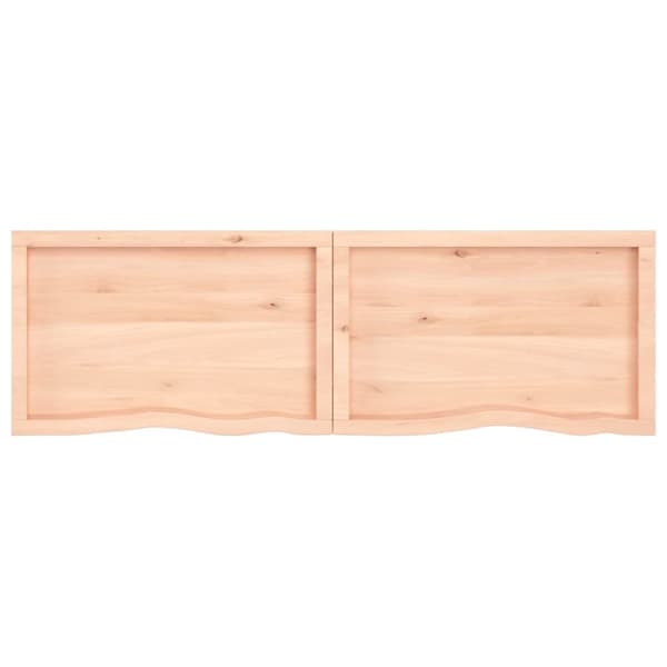 bordplade til badeværelse 180x50x(2-4)cm massivt træ ubehandlet