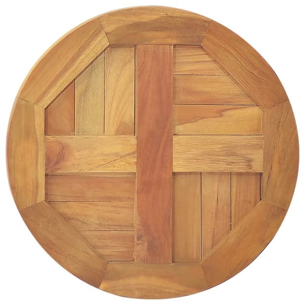bordplade 2,5 cm 40 cm rund massivt teaktræ