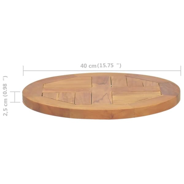 bordplade 2,5 cm 40 cm rund massivt teaktræ