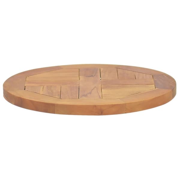 bordplade 2,5 cm 40 cm rund massivt teaktræ