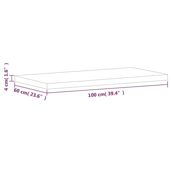 bordplade 100x60x4 cm rektangulær massivt bøgetræ