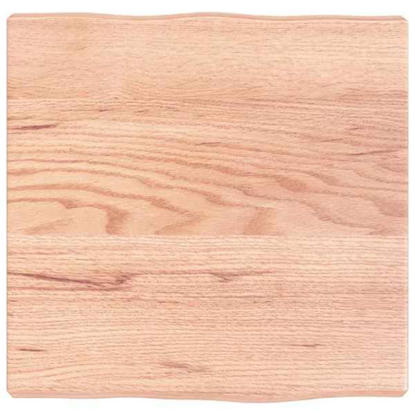 bordplade 40x40x(2-4) cm naturlig kant behandlet træ lysebrun